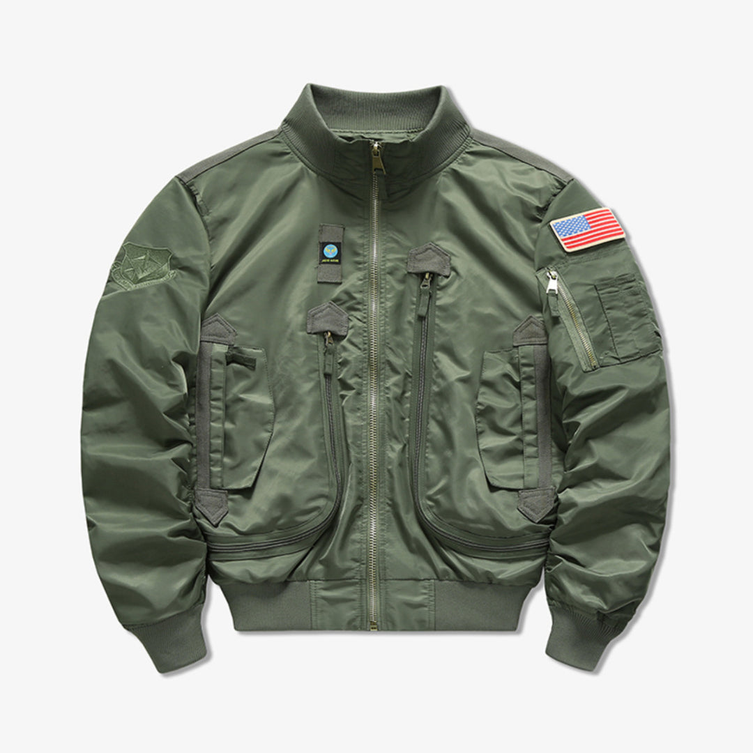 Herren Flieger-Bomberjacke im Militärstil mit Multifunktions-Taschen Nord Taschen