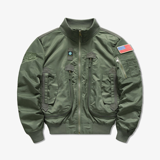 Herren Flieger-Bomberjacke im Militärstil mit Multifunktions-Taschen Nord Taschen