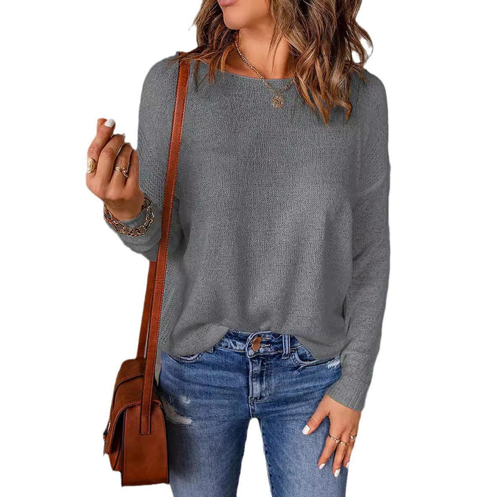 Damen lässiger Feinstrickpullover mit weitem Schnitt und langen Ärmeln
