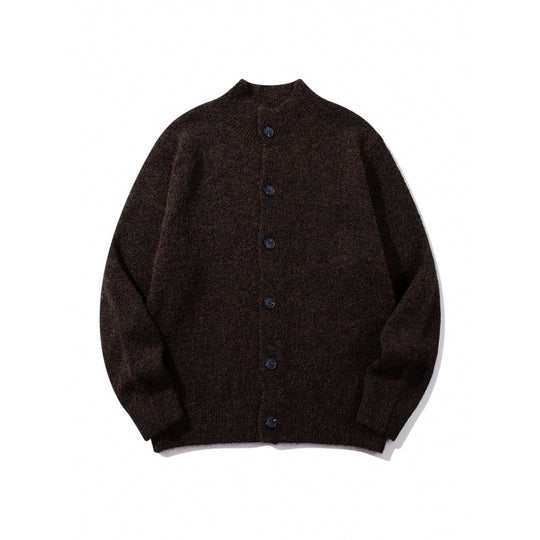 Unisex Boxy-Mohair‑Mix‑Cardigan mit halbhohem Kragen und durchgehender Knopfleiste Nord Taschen