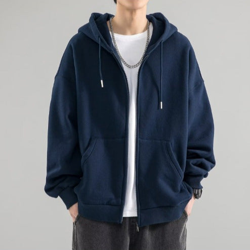Herren Oversize-Kapuzenjacke mit durchgehendem Reißverschluss, doppellagiger Kapuze und Kängurutaschen Nord Taschen