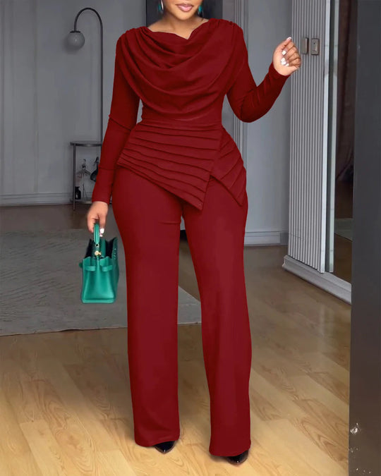 Damen Elegantes Wickel-Jumpsuit mit Drapierung Nord Taschen