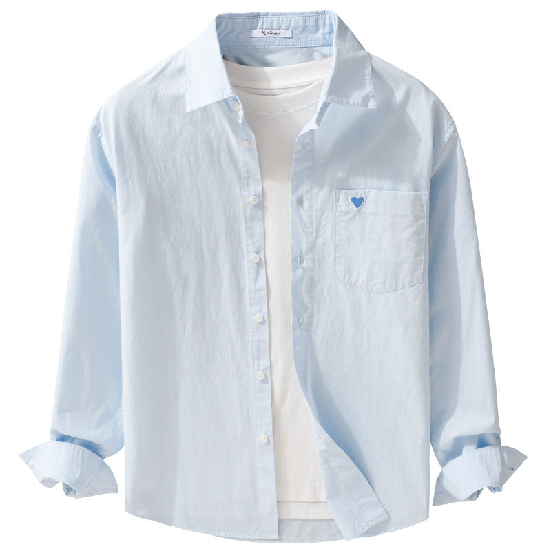 Herren Leichtes Baumwoll-Overshirt mit Brusttasche und dezenter Herzstickerei Nord Taschen