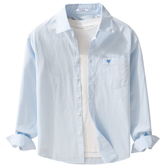 Herren Leichtes Baumwoll-Overshirt mit Brusttasche und dezenter Herzstickerei Nord Taschen