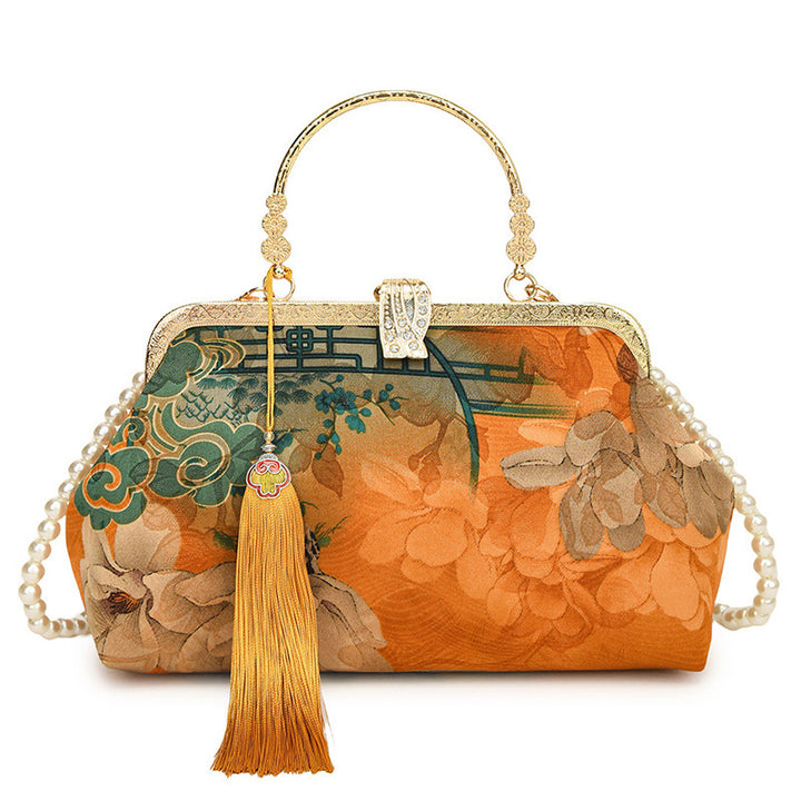 Damen Clutch-Tasche mit floralem Design und elegantem Kettenakzent Nord Taschen