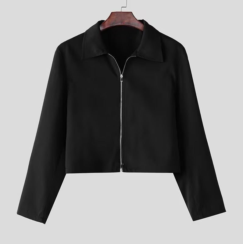 Damen Cropped Jacke mit Hemdkragen und durchgehendem Reißverschluss Nord Taschen