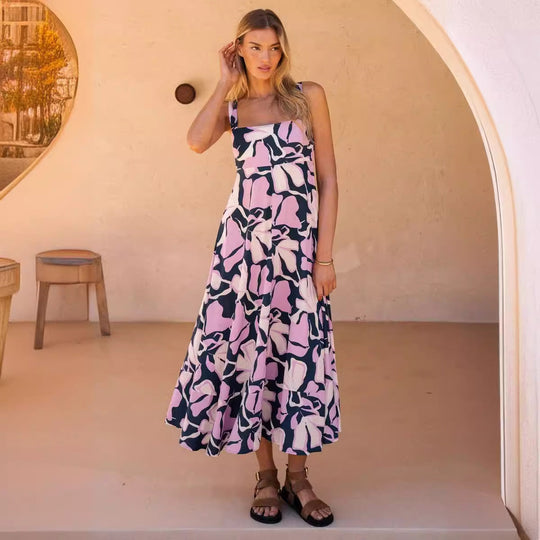 Damen Maxikleid im lNord Taschenhaften floralen Design mit spielerischem Schnitt Nord Taschen