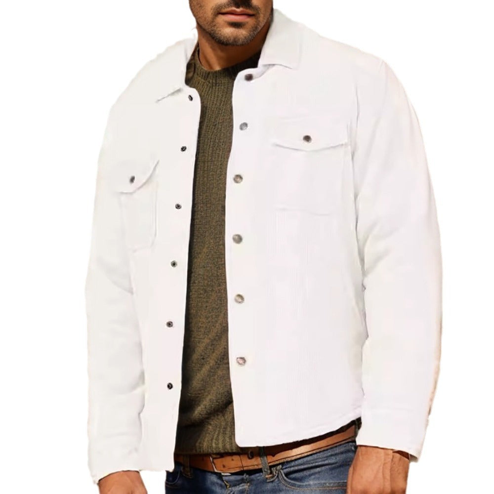 Herren Kordhemdjacke im Westernstil mit aufgesetzten Brusttaschen Nord Taschen