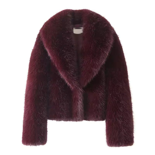 Damen Kurz geschnittener Luxus‑Kunstpelz‑Bolero mit voluminösem Schalkragen Nord Taschen