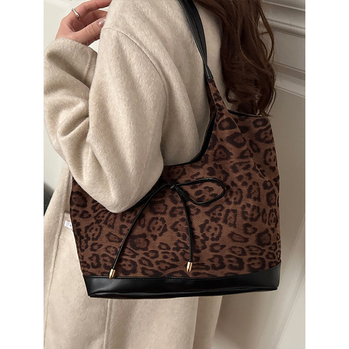 Damen Tote-Tasche mit stilvollem Leopardenmuster und verstellbarem Kordelzug Nord Taschen