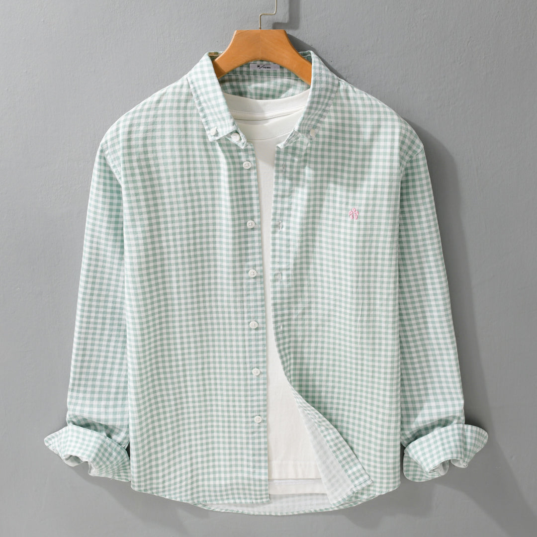 Herren Kariertes Baumwollhemd mit Button-Down-Kragen und relaxed Fit Nord Taschen