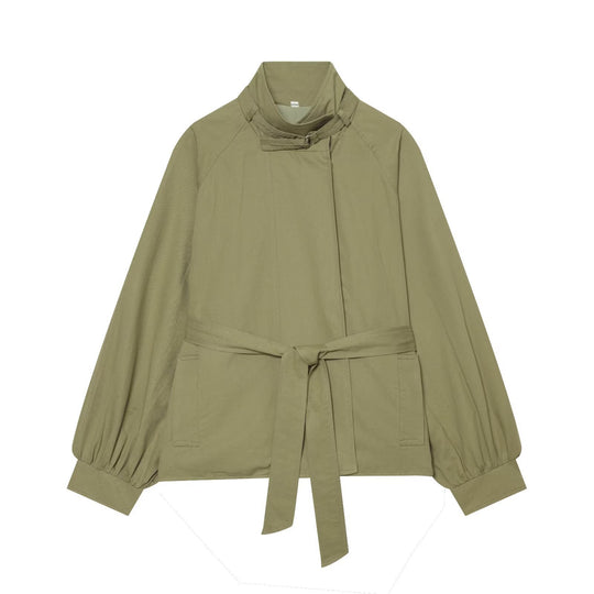 Damen Kurzcape-Trenchjacke mit Taillengürtel und Funnelkragen Nord Taschen
