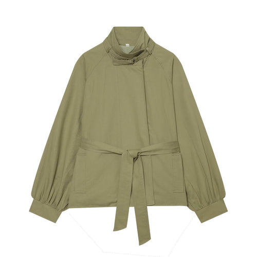 Damen Kurzcape-Trenchjacke mit Taillengürtel und Funnelkragen Nord Taschen