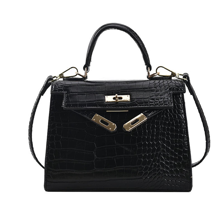 Damen Handtasche im luxuriösen Krokodil-Look mit goldenen Details | Nord Taschen