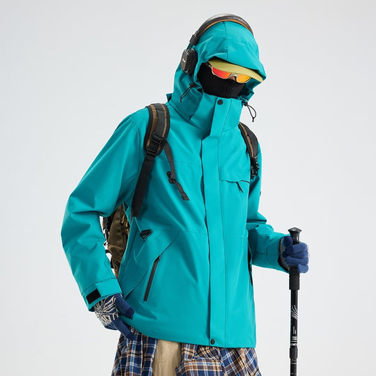 Herren Wasserdichte Outdoor-Softshelljacke mit Kapuze, hohem Stehkragen & Reißverschlusstaschen Nord Taschen
