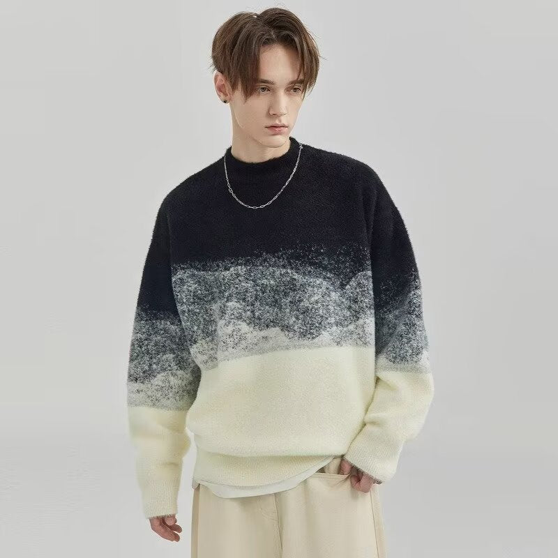 Herren Modischer Grobstrickpullover mit Farbverlauf Nord Taschen