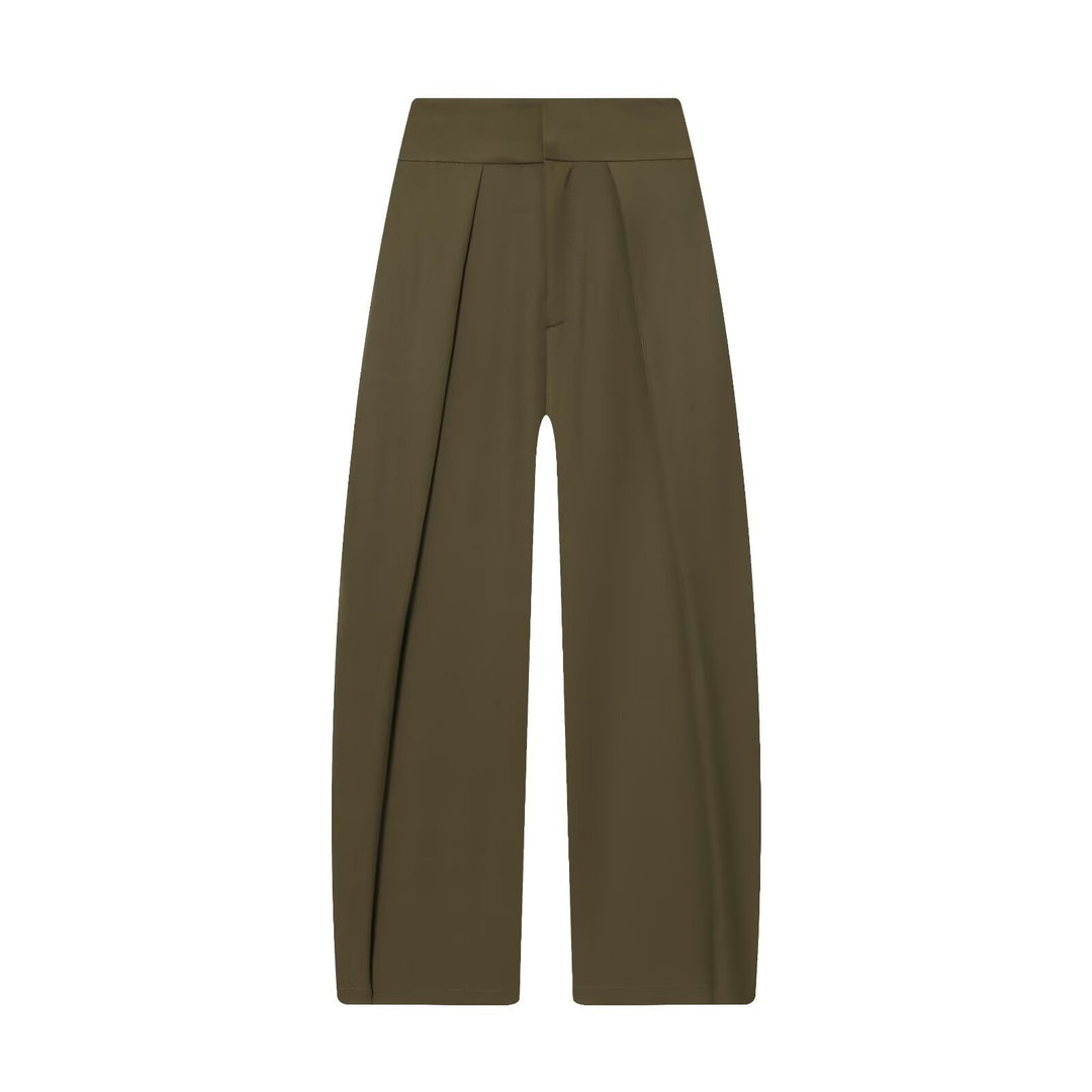 Damen Weite Highwaist-Hose mit Frontfalten und fließender Palazzo-Silhouette Nord Taschen