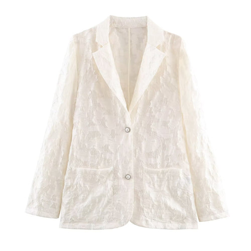 Damen Jacquard-Blazer mit floralem Relief und zierknopfbesatz Nord Taschen
