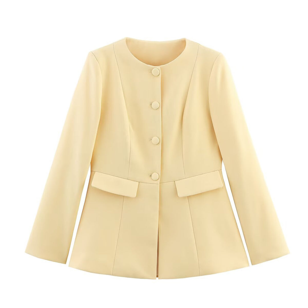 Damen Strukturierte Blazerjacke mit eleganter Knopfleiste und aufgesetzten Taschen Nord Taschen