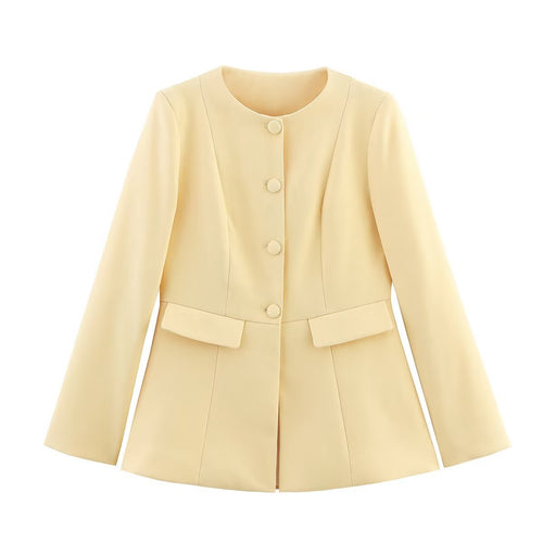 Damen Strukturierte Blazerjacke mit eleganter Knopfleiste und aufgesetzten Taschen Nord Taschen