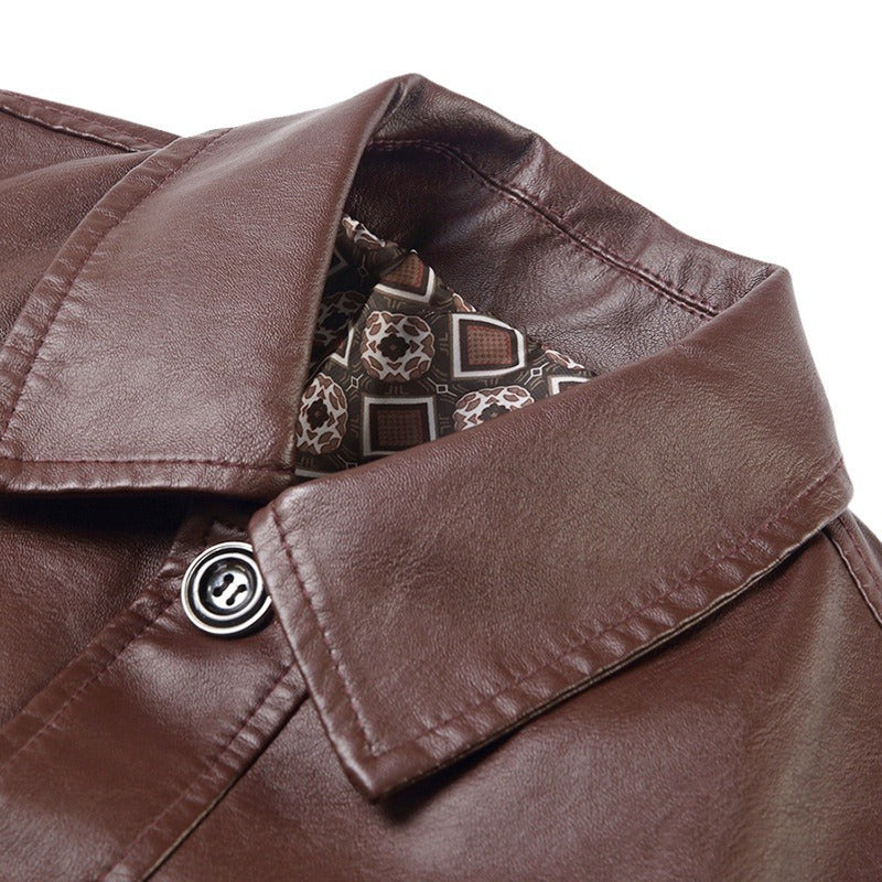 Herren Minimalistisches Kunstleder-Überhemd mit Hemdkragen und aufgesetzten Taschen Nord Taschen