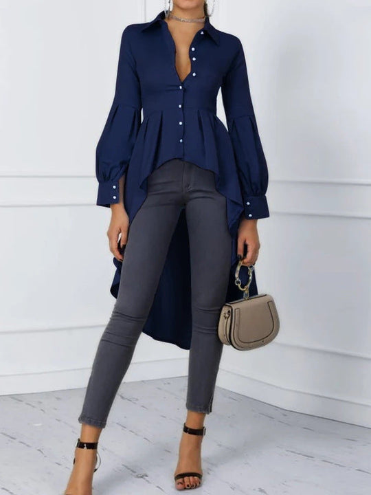 Damen Elegante Bluse mit asymmetrischem Schnitt und langen Ärmeln Nord Taschen