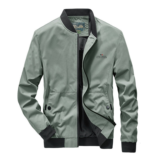 Herren minimalistischer Nylon-Flightblouson mit hohem Rippkragen, leicht wattiert und wasserabweisend Nord Taschen