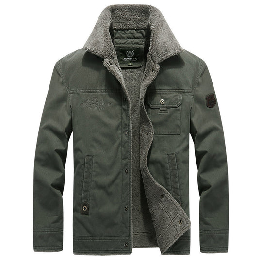 Herren Vintage-inspirierte Canvas-Workerjacke mit Vollfutter-Teddy, Brustpatten und Multifunktions-Taschen Nord Taschen