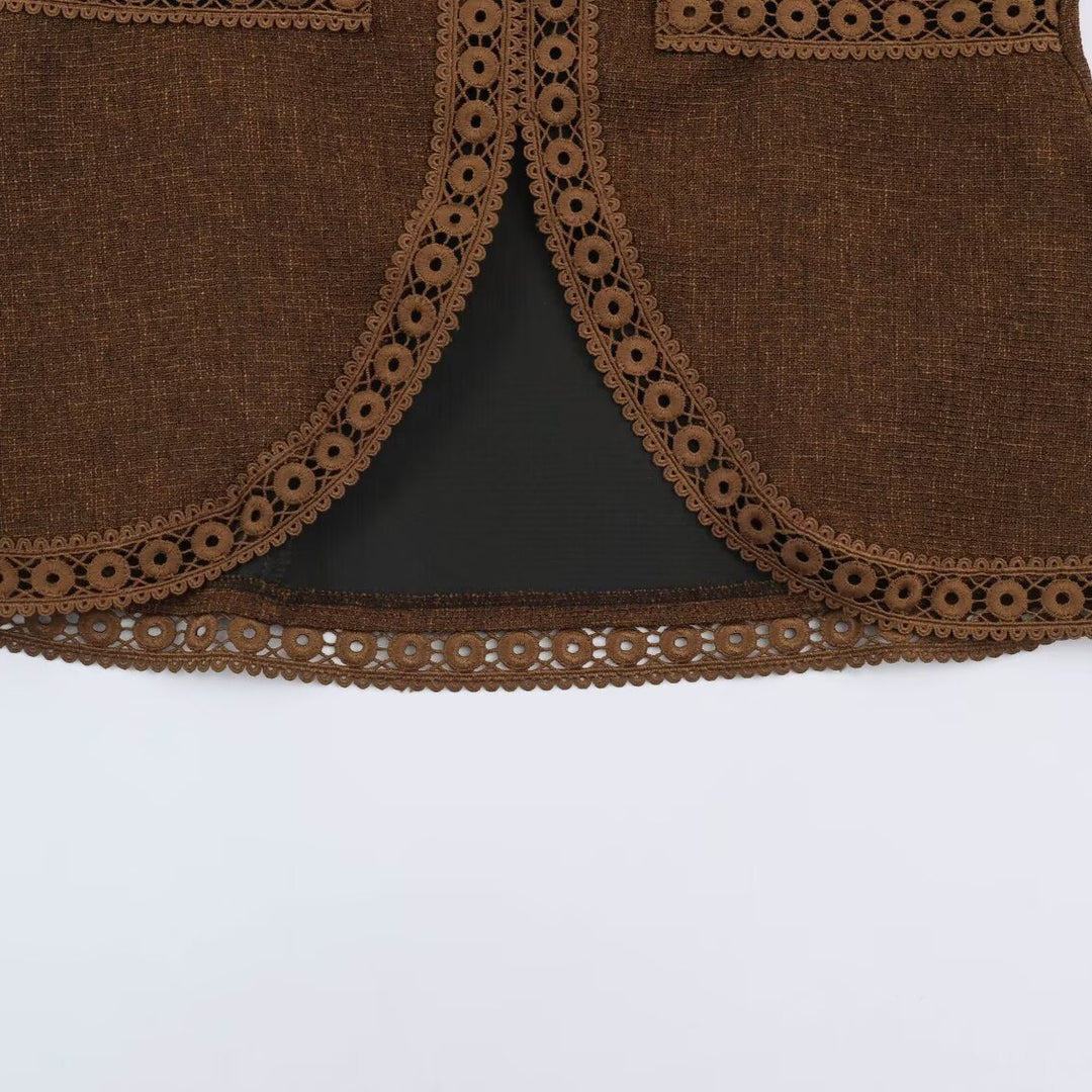 Damen Taillierte Kurzjacke im Vintage-Tweed mit gehäkelter Spitzenborte Nord Taschen