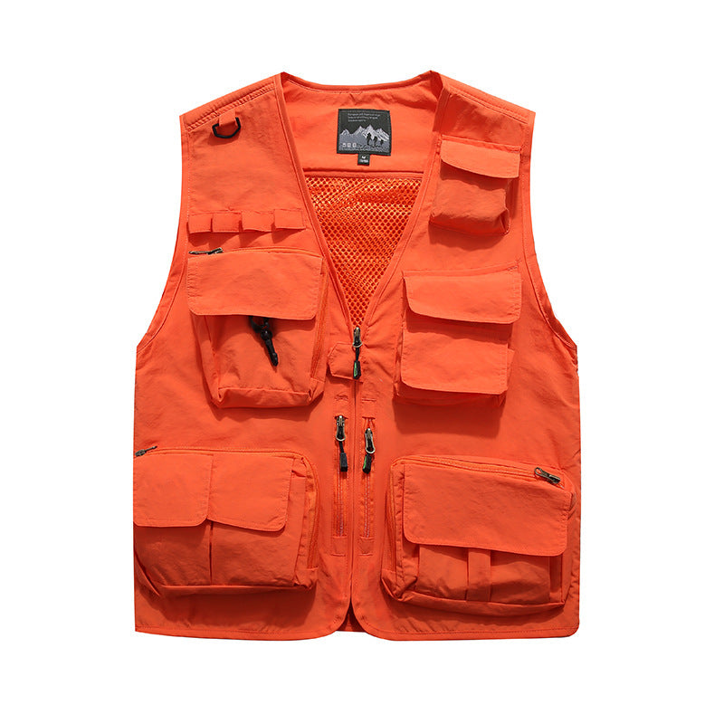 Herren Multifunktionale Utility-Weste mit Mehrfach-Taschen, Mesh‑Futter und Reißverschlussfront Nord Taschen