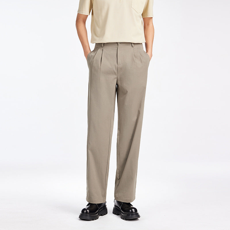 Herren Elegante Bundfalten-Stoffhose mit hoher Bundhöhe, Bügelfalte und geradem Bein Nord Taschen
