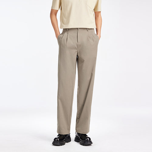Herren Elegante Bundfalten-Stoffhose mit hoher Bundhöhe, Bügelfalte und geradem Bein Nord Taschen