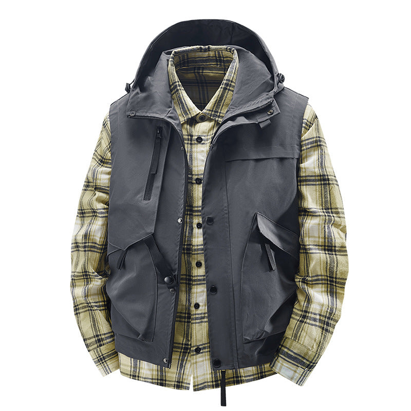 Herren Utility-Weste mit Kapuze, wasserabweisender Außenlage und Multifunktionstaschen Nord Taschen