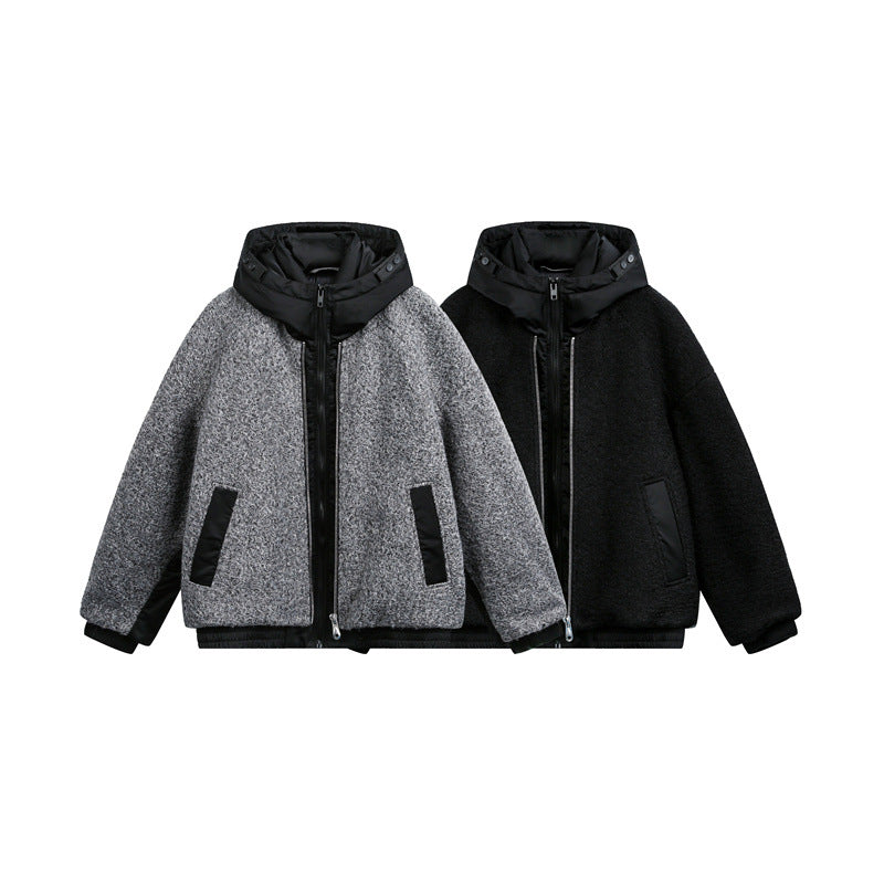 Unisex Oversized Teddy-Fleece Winterjacke mit abnehmbarer Kapuze Nord Taschen