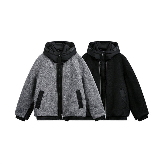 Unisex Oversized Teddy-Fleece Winterjacke mit abnehmbarer Kapuze Nord Taschen