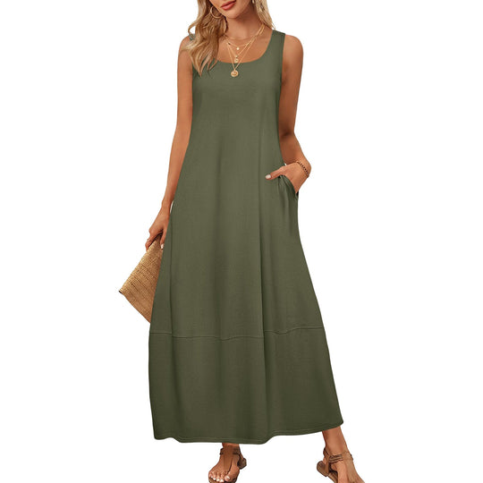 Damen Maxikleid im entspannten Schnitt mit praktischen Taschen