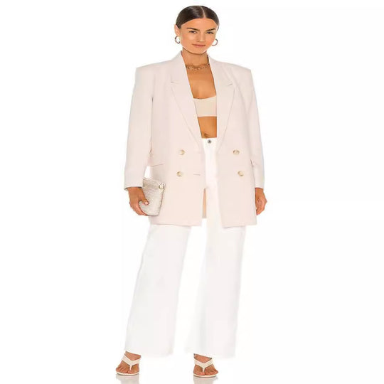 Damen Longline Oversize‑Blazer im Double‑Breasted Tailoring mit verlängertem Schnitt Nord Taschen