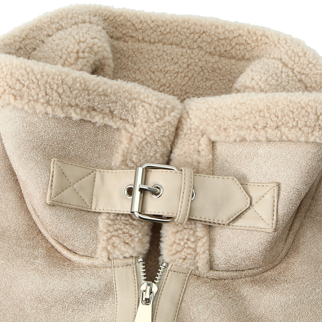 Damen Ärmellose Lammfell-Optik Weste mit Teddyfutter und Reißverschluss Nord Taschen