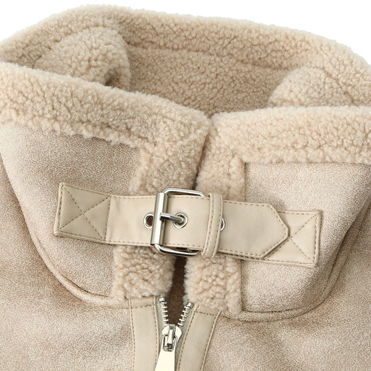 Damen Ärmellose Lammfell-Optik Weste mit Teddyfutter und Reißverschluss Nord Taschen