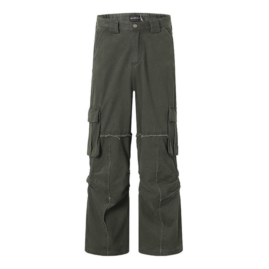 Damen Weite Cargo-Culotte-Hose mit hoher Taille, Multi‑Taschen und sichtbaren Nahtdetails Nord Taschen