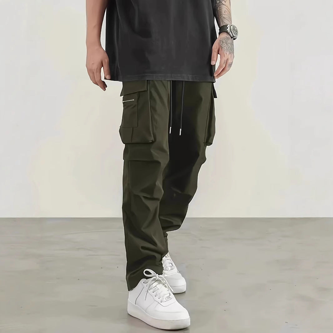 Herren weite Utility-Cargohose mit Tunnelzugbund, Multifunktionstaschen & Reißverschlusstasche Nord Taschen