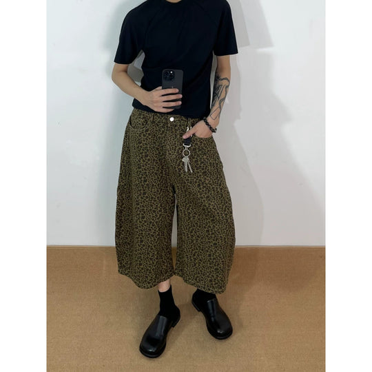 Damen Modische Weitbein-Culotte mit Animal-Print Nord Taschen
