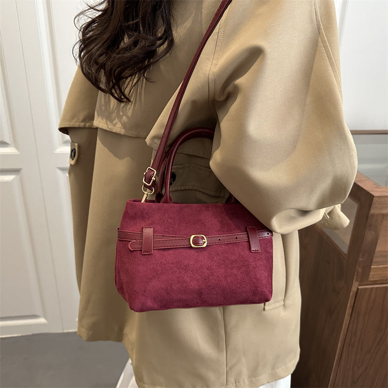 Damen elegante Wildlederhandtasche mit abnehmbarem Schulterriemen Nord Taschen