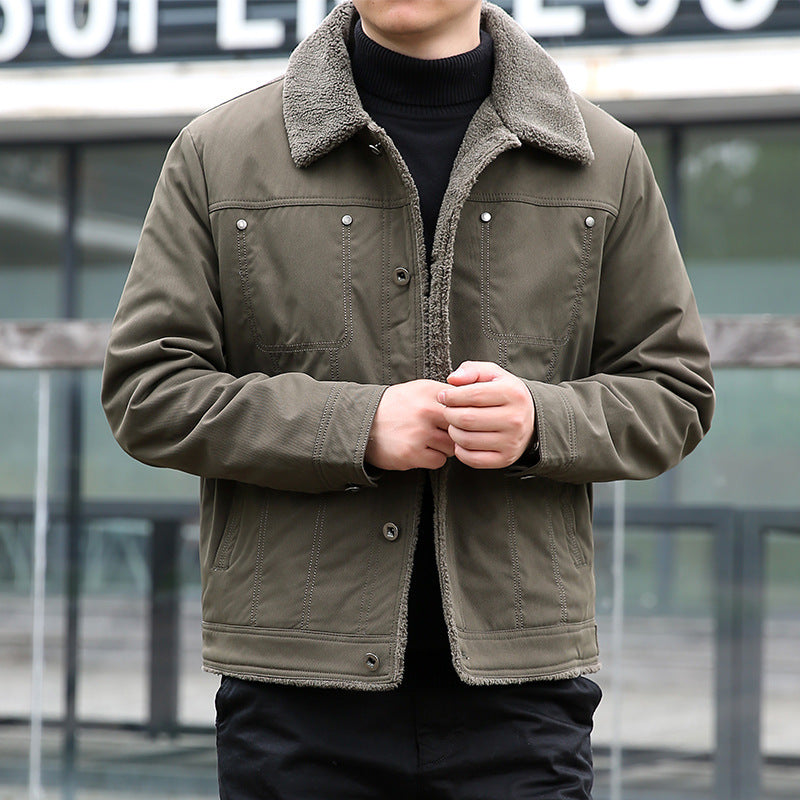 Herren Kurzjacke mit Teddyfutter und Umlegekragen, winddichte Übergangsjacke Nord Taschen