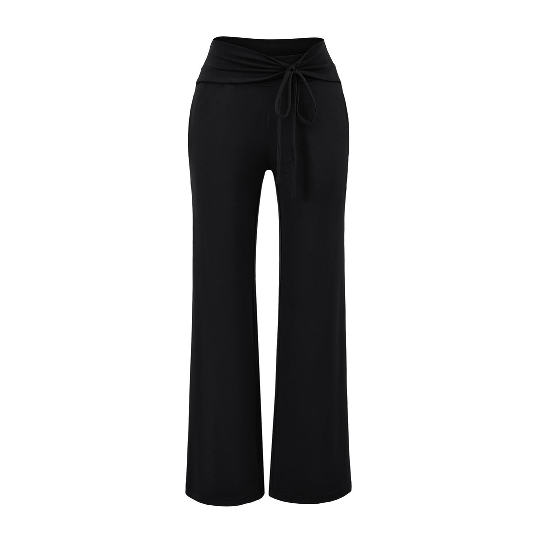 Damen Weite Jersey-Loungehose mit Umschlagbund und Tunnelzug Nord Taschen