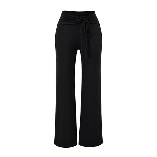 Damen Weite Jersey-Loungehose mit Umschlagbund und Tunnelzug Nord Taschen