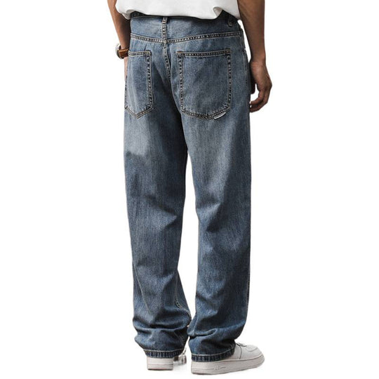 Herren Lockere Straight‑Leg Denim‑Jeans mit leichter Used‑Waschung und tiefem Schritt Nord Taschen
