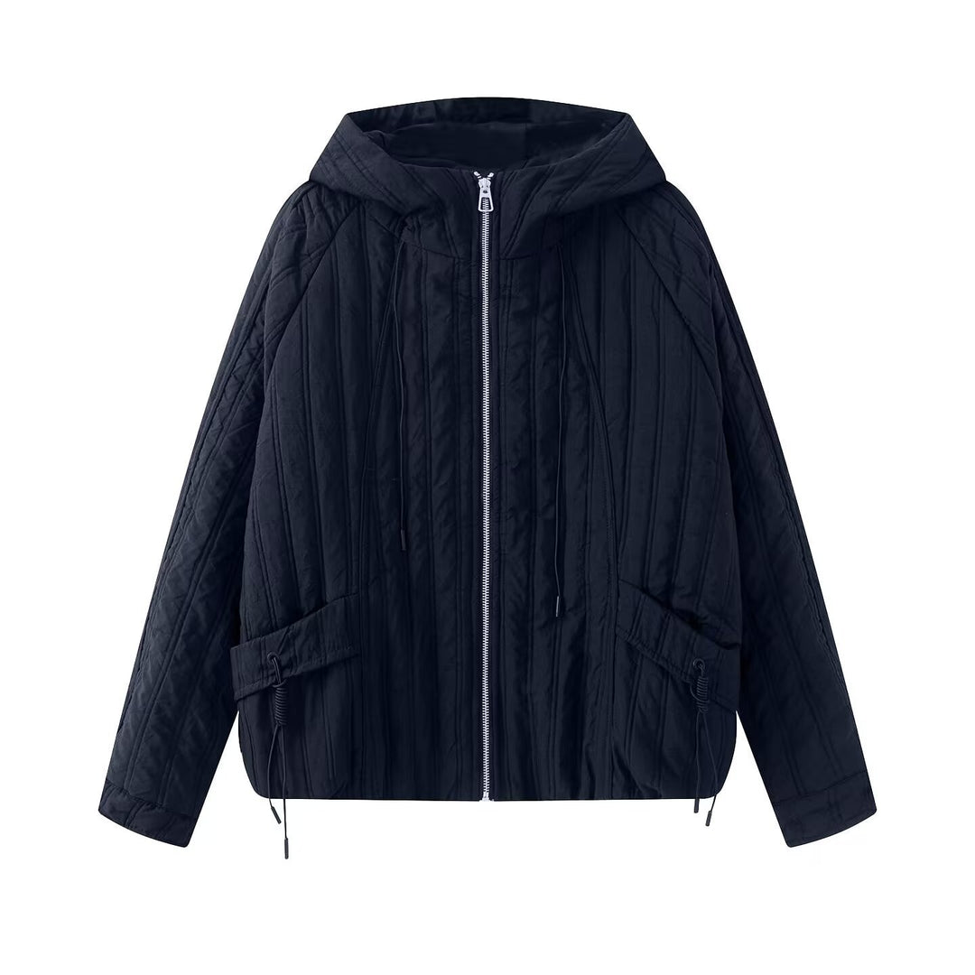 Damen Steppjacke mit Kapuze, Tunnelzug und weitem Schnitt Nord Taschen