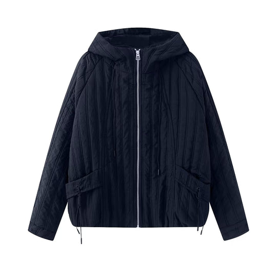 Damen Steppjacke mit Kapuze, Tunnelzug und weitem Schnitt Nord Taschen