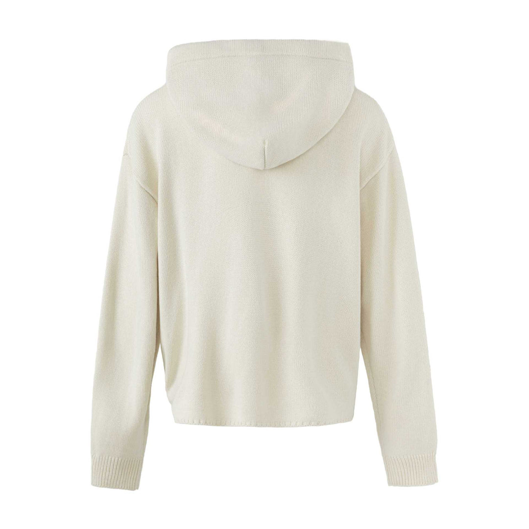 Damen Kapuzen-Strickjacke mit militärischen Zierknöpfen und Reißverschluss Nord Taschen